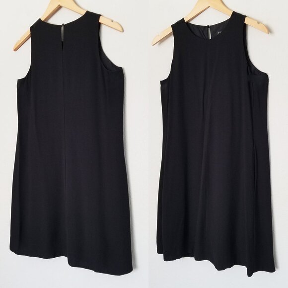 Eileen Fisher 100% Silk Georgette Crepe Round Neck Dress Black Petite XS PP $349 - Picture 13 of 14